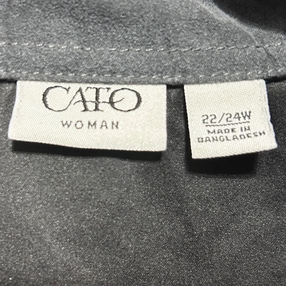Cato Woman Jacket‎ 22/24W Charcoal Zip Front Peplum Structured Minimalist Chic